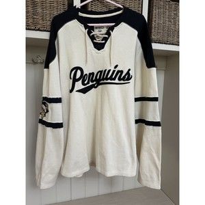 Reebok CCM Vintage Pittsburgh Penguin NHL Superior Lacer Pullover Jersey, Sz XL